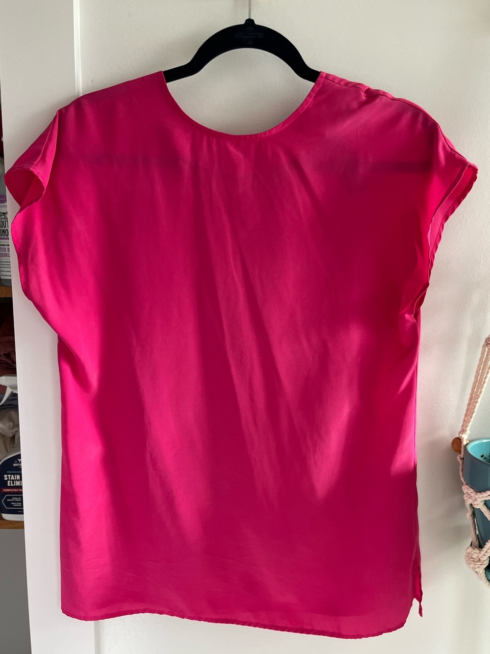 80s hot pink crew neck blouse
